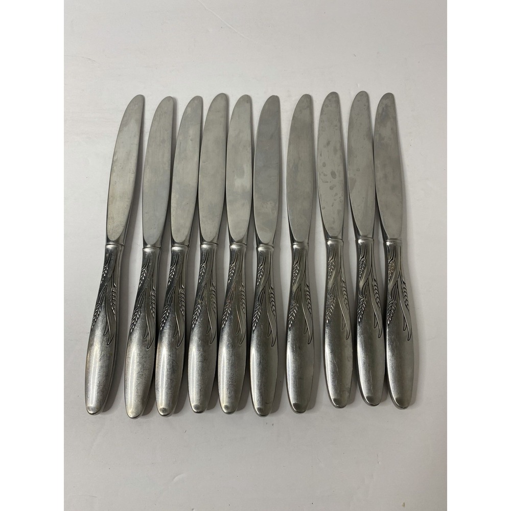 Stegor Stainless by Gorham Wheat Set Of Dinner Knives Lot Of 10